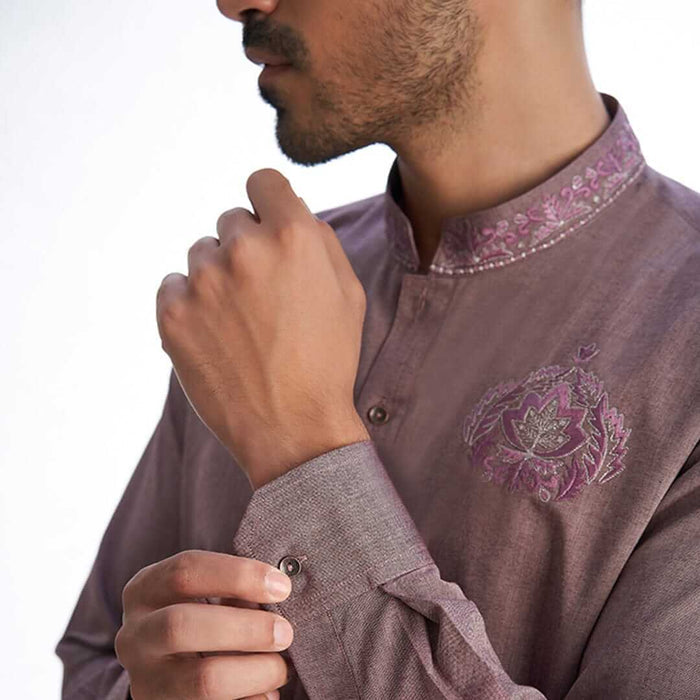 Mauve Men  kurta and drawstring trousers
