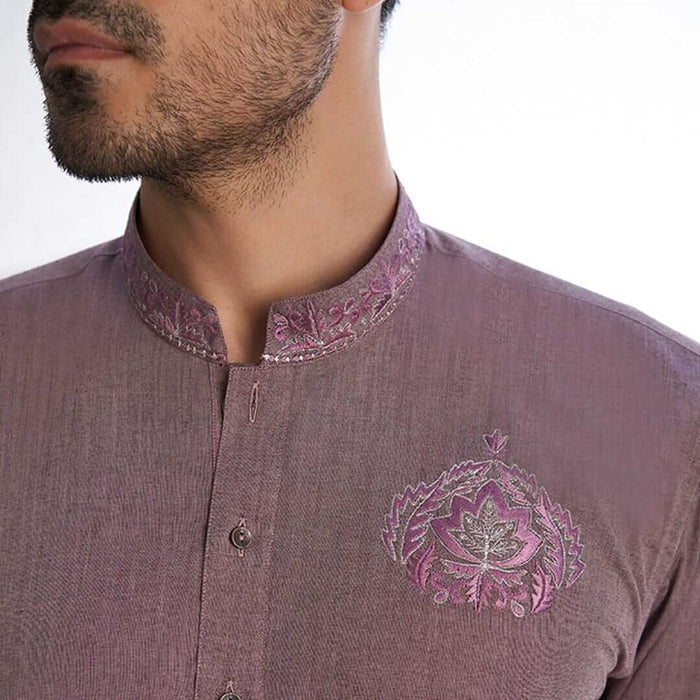 Mauve Men  kurta and drawstring trousers