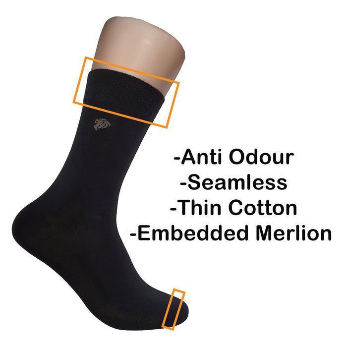 Anti-Odour Mid Calf Merlion Business Socks - Kawata House of Socks