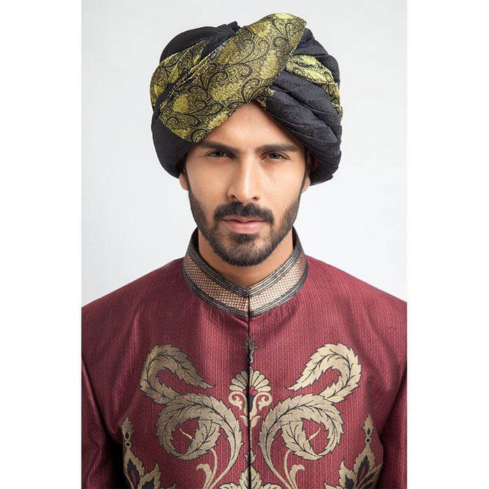 Antique Silver and Burgundy Brocade Sherwani with intricate embroidery details