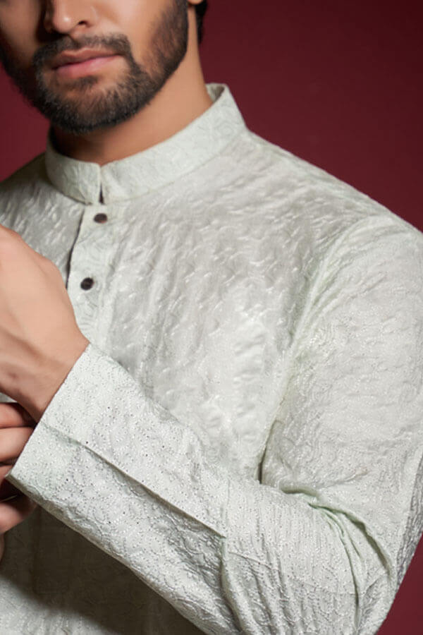 Apple white soft chicken kaari kurta formen