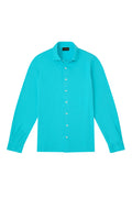 Aqua Long Sleeve Piqué Cotton Shirt