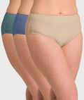 Ava & Audrey Clementine Cotton Full Brief 3 Pack - Nude/Denim Blue/Sea Green Knickers