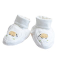 Baby Booties, Combed Cotton, Embroidered Cream Sheep