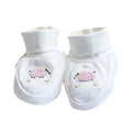 Baby Booties, Combed Cotton, Embroidered Pink Sheep