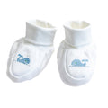 Baby Booties, Combed Cotton, Embroidered Willy Whale