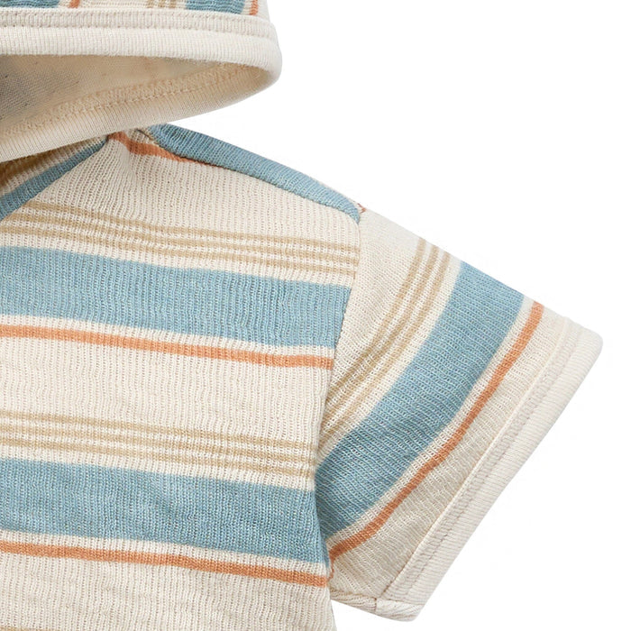 Baby Boys Beige Stripe Short Sleeve Hooded Top Tops Modern Moments™ by Gerber®