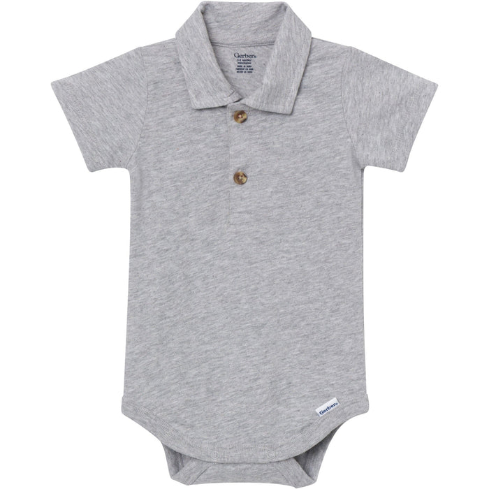 Baby Boys Gray Heather Polo Bodysuit Onesies Bodysuits Gerber®