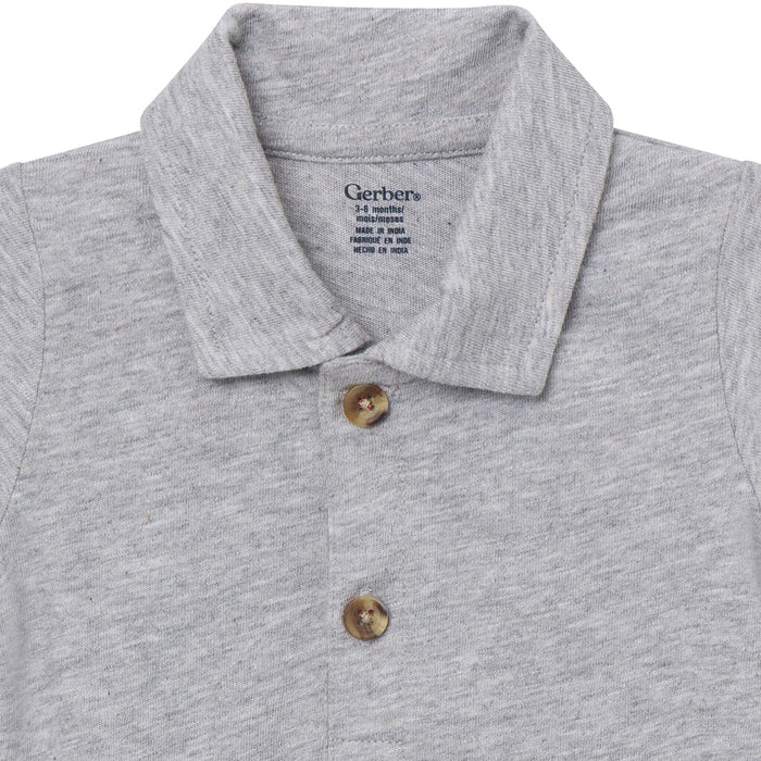 Baby Boys Gray Heather Polo Bodysuit Onesies Bodysuits Gerber®
