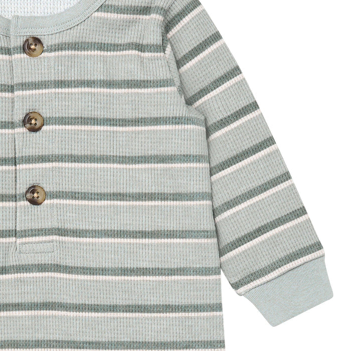 Baby Boys Green Stripes Long Leg Slouch Romper Rompers Gerber®