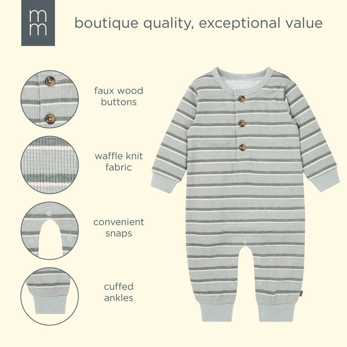 Baby Boys Green Stripes Waffle Slouch Romper rompers modern moments™ by Gerber®