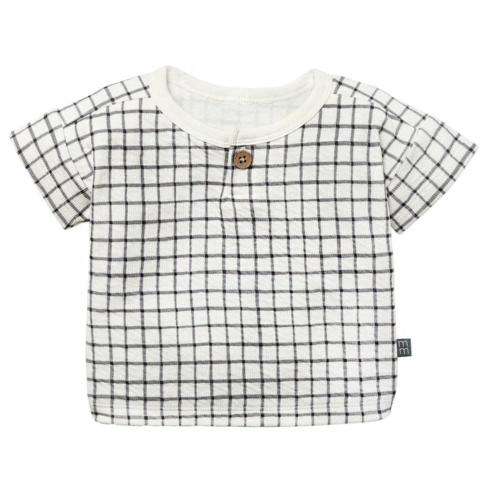 Baby Boys Dk Grey Plaid Henley Drop Shoulder Top Tops Modern Moments™ by Gerber®