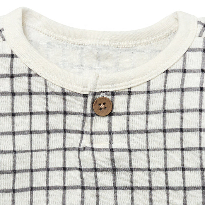 Baby Boys Dk Grey Plaid Henley Drop Shoulder Top Tops Modern Moments™ by Gerber®