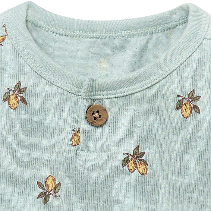 Baby Boys Lt Sky Lemon Henley Drop Shoulder Top Tops Modern Moments™ by Gerber®