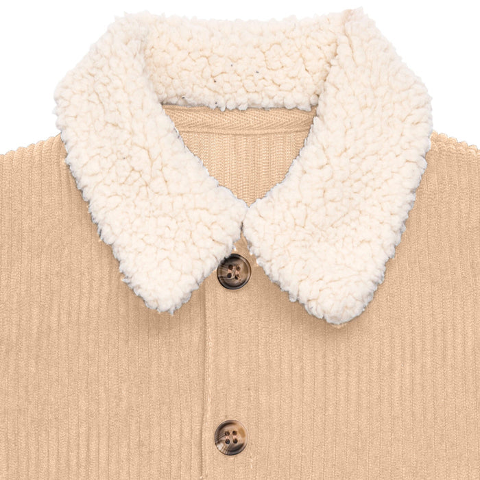 Baby Boys Light Tan Corduroy Oversized Romper