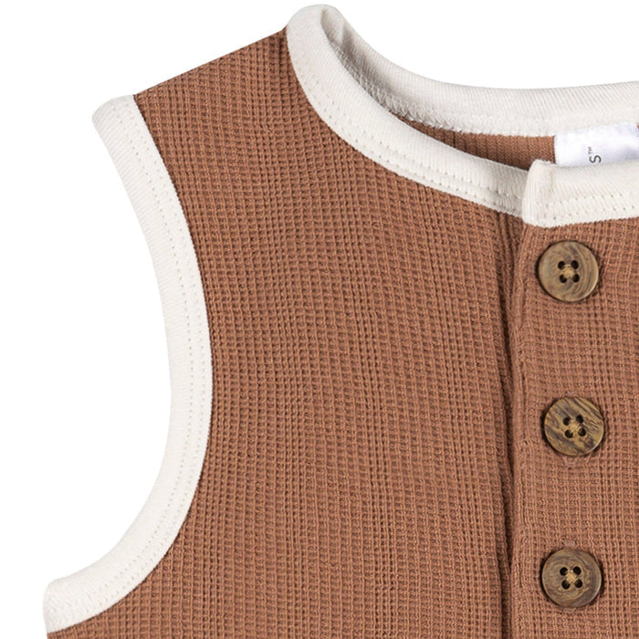 Baby Boys Mocha Mousse Henley Romper Rompers Modern Moments™ by Gerber®