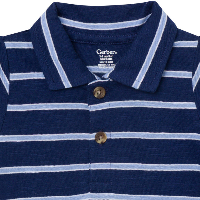 Baby Boys Navy Stripes Polo Bodysuit Onesies Bodysuits Gerber®
