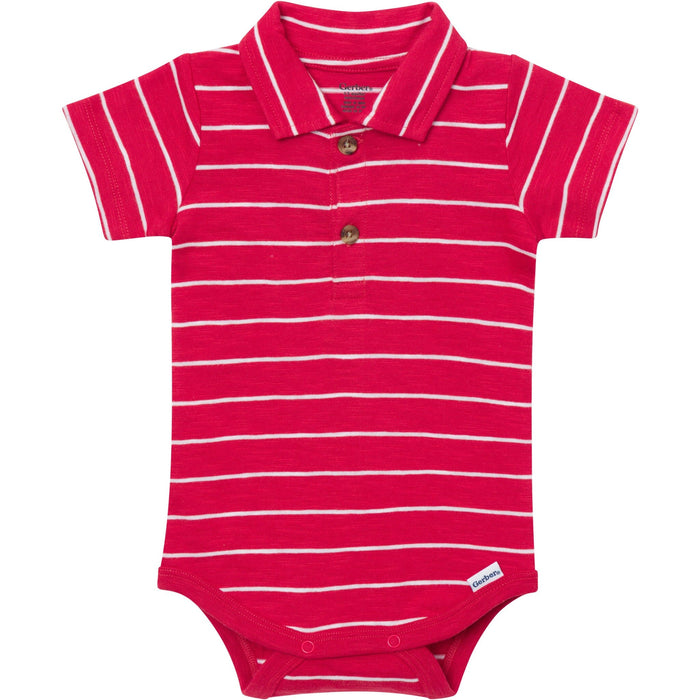 Baby Boys Red Stripes Polo Bodysuit Onesies Bodysuits Gerber®