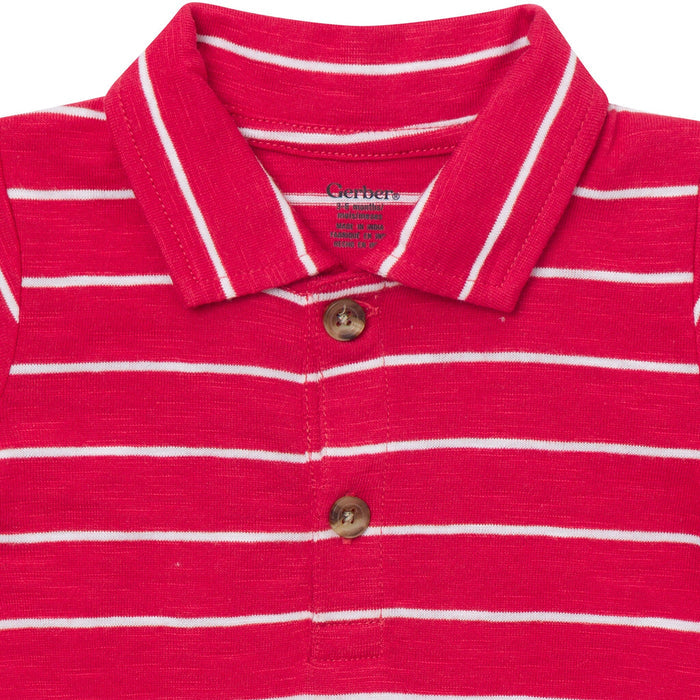 Baby Boys Red Stripes Polo Bodysuit Onesies Bodysuits Gerber®