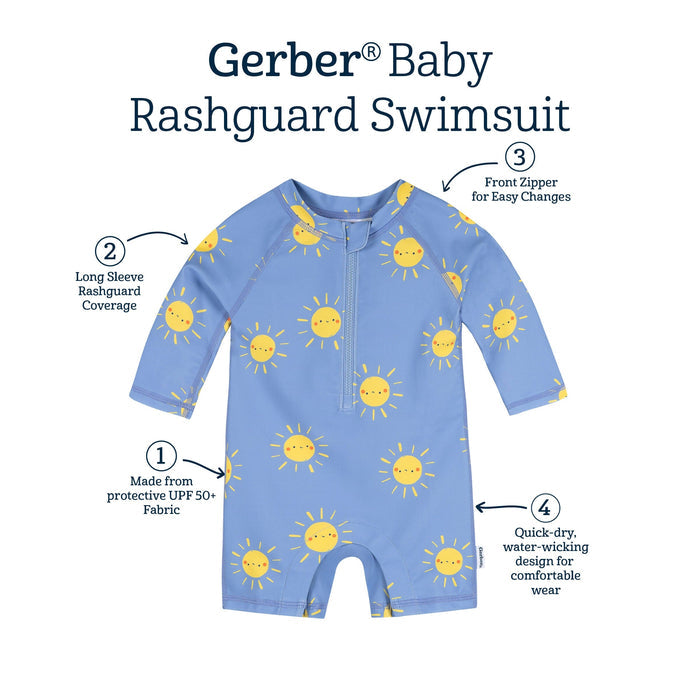 Baby Boys UPF 50+ Sunshine Smiles Long Sleeve Rash Guard swimwear Gerber®