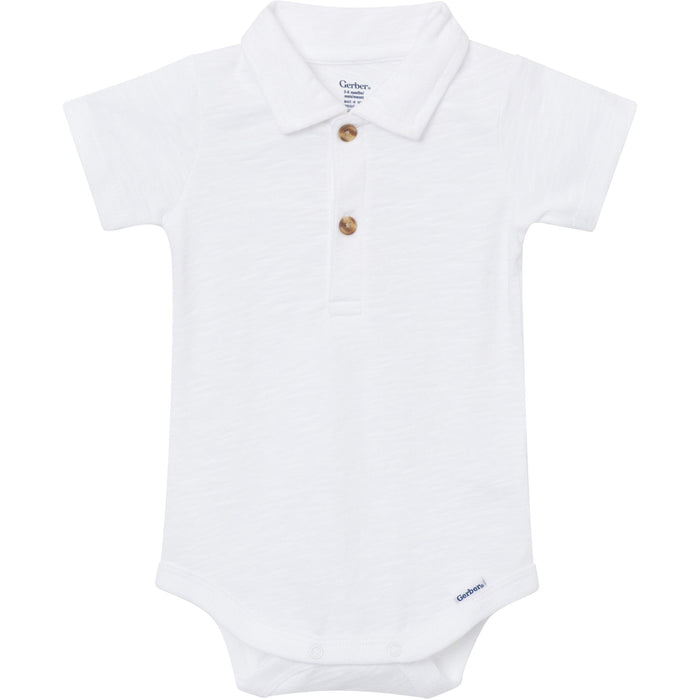 Baby Boys White Polo Bodysuit Onesies Bodysuits Gerber®