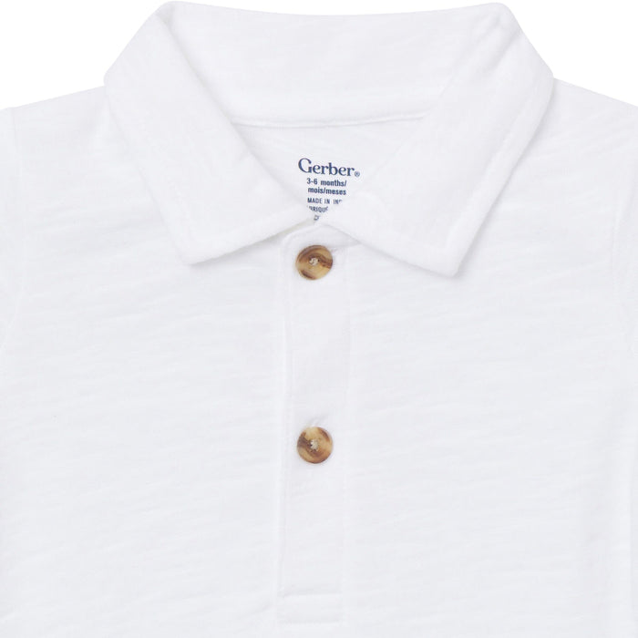 Baby Boys White Polo Bodysuit Onesies Bodysuits Gerber®