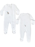Baby Footie, Combed Cotton, Embroidered Splash Elephant