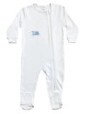 Baby Footie, Combed Cotton, Embroidered Willy Whale