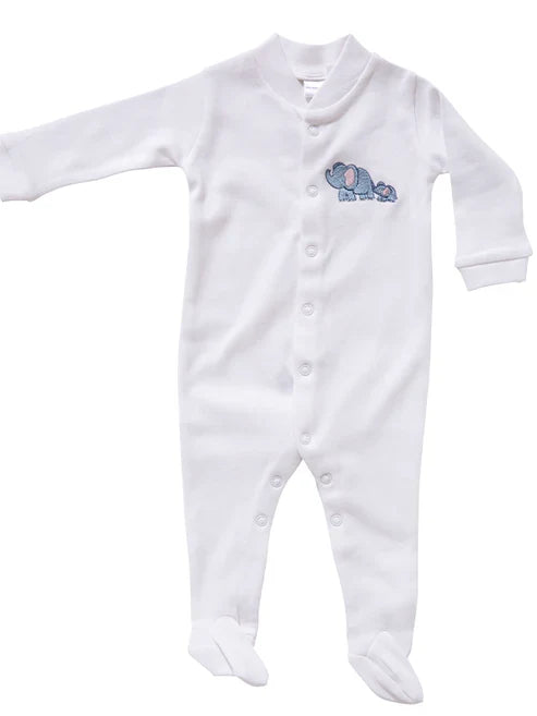 Baby Footie, Combed Cotton, Embroidered Willy Whale