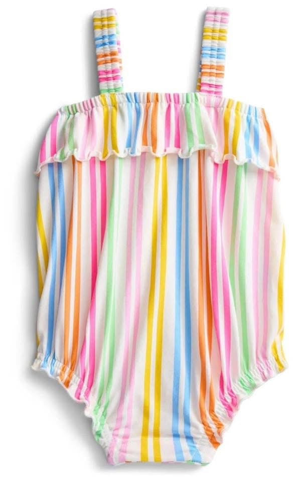Baby girl striped embroidered bubble