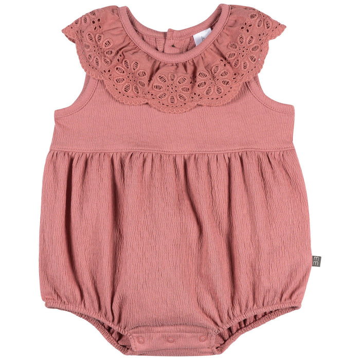 Baby Girls Dusty Rose Lace Ruffle Bubble Romper Rompers Modern Moments™ by Gerber®
