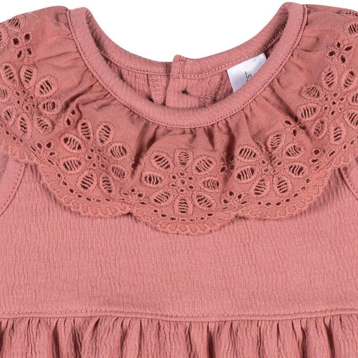 Baby Girls Dusty Rose Lace Ruffle Bubble Romper Rompers Modern Moments™ by Gerber®