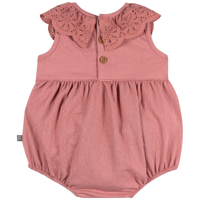 Baby Girls Dusty Rose Lace Ruffle Bubble Romper Rompers Modern Moments™ by Gerber®