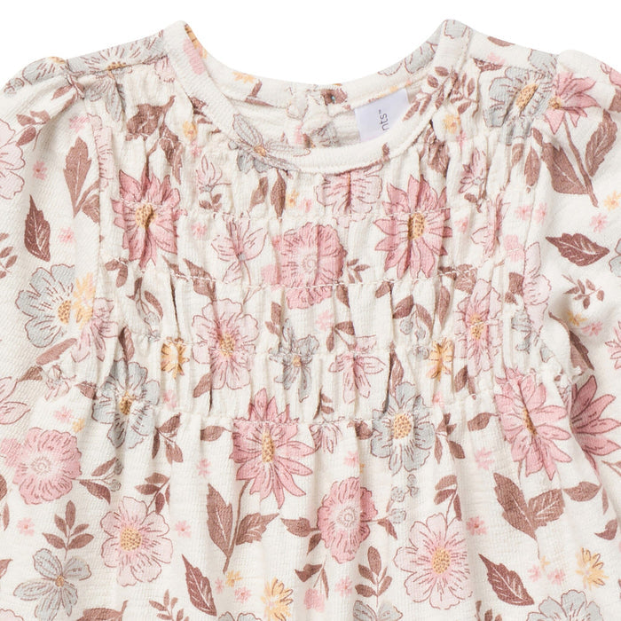 Baby Girls Flower Blossoms Smocked Long Leg Romper Rompers Modern Moments™ by Gerber®