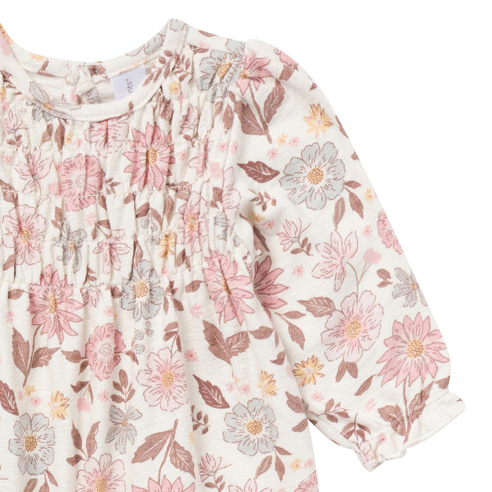 Baby Girls Flower Blossoms Smocked Long Leg Romper Rompers Modern Moments™ by Gerber®
