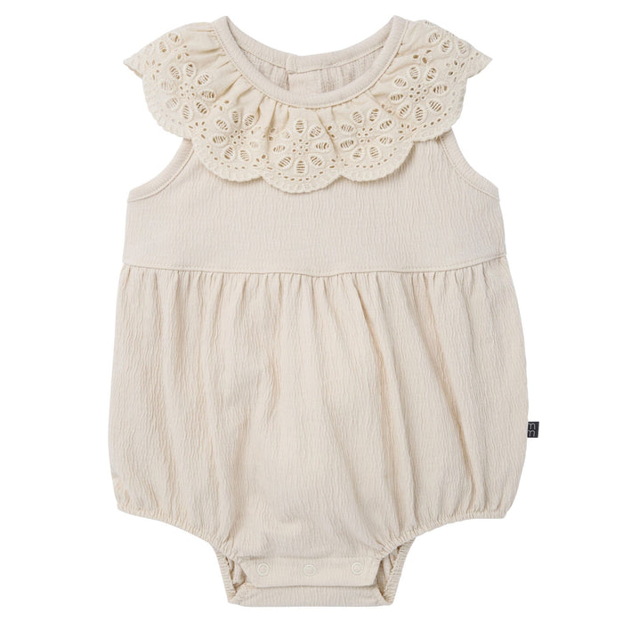 Baby Girls Whitecap Gray Lace Ruffle Bubble Romper Rompers Modern Moments™ by Gerber®