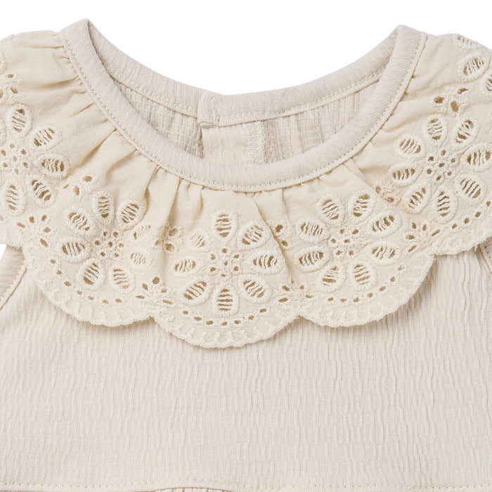 Baby Girls Whitecap Gray Lace Ruffle Bubble Romper Rompers Modern Moments™ by Gerber®