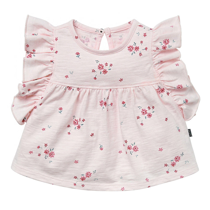 Baby Girls Lt Pink Floral Ruffle Sleeve Top Tops Modern Moments™ by Gerber®
