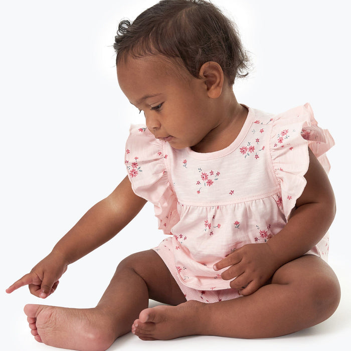 Baby Girls Lt Pink Floral Ruffle Sleeve Top Tops Modern Moments™ by Gerber®