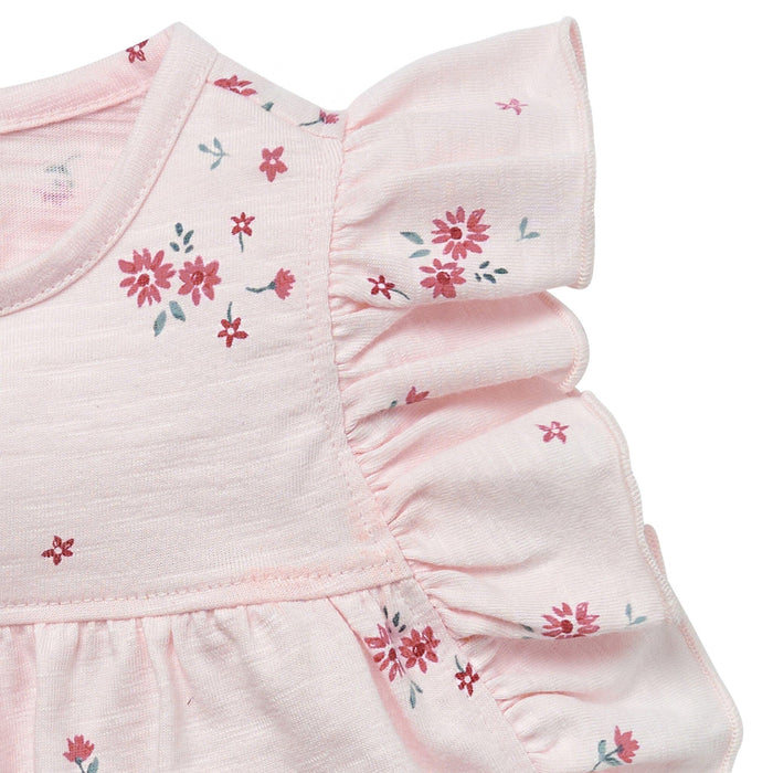 Baby Girls Lt Pink Floral Ruffle Sleeve Top Tops Modern Moments™ by Gerber®