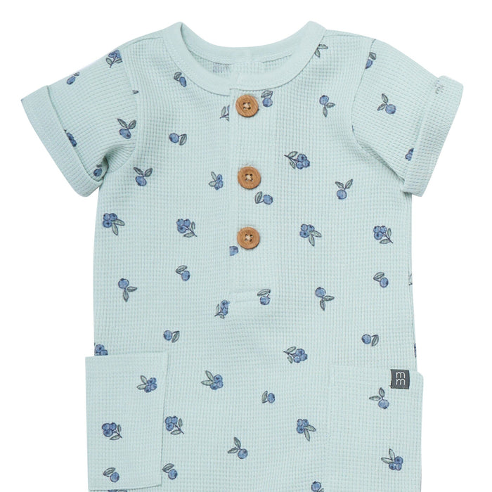 Baby Girls Light Sky Blueberry Short Sleeve Long Leg Romper