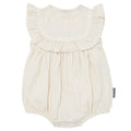 Baby Girls Light Taupe Stripe Ruffle Bubble Romper