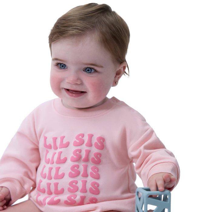 Baby Girls Lil' Sis Sweatshirt Bubble Romper rompers Onesies® Brand