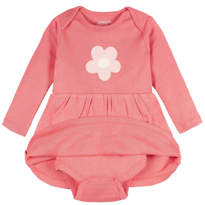 Baby Girls Pink Flower Bodysuit Dress dresses Onesies® Brand