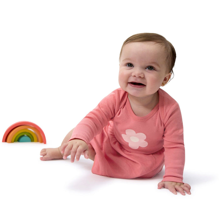 Baby Girls Pink Flower Lap Shoulder Dress dresses Onesies® Brand