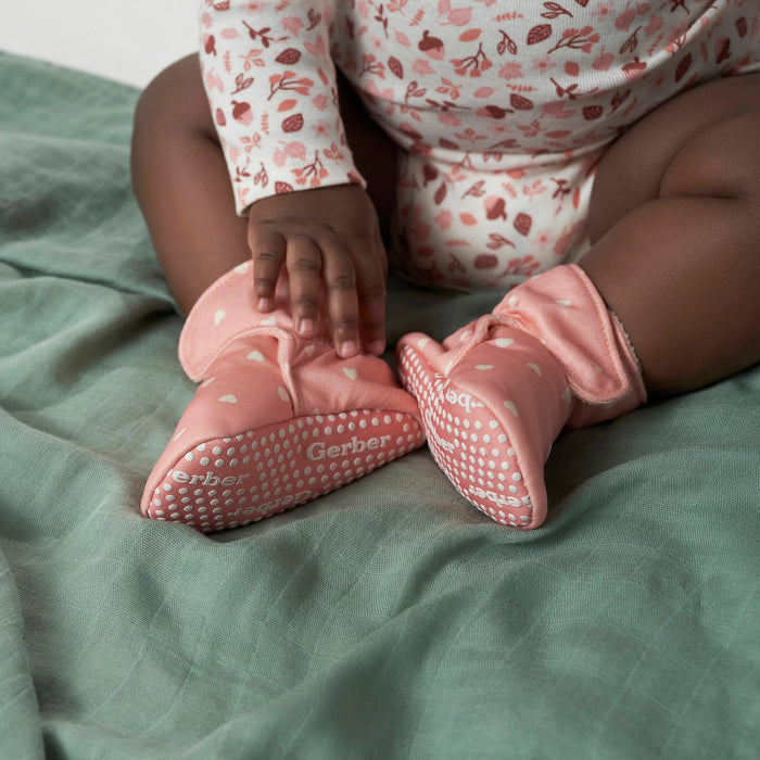 Baby Girls Pink/White Soft Booties