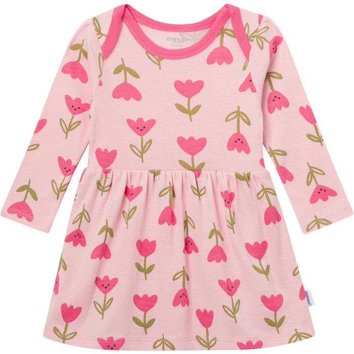 Baby Girls Pink Tulips Lap Shoulder Dress dresses Gerber®