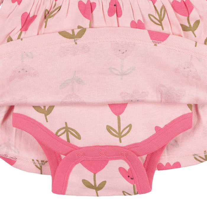 Baby Girls Pink Tulips Bodysuit Dress dresses Onesies® Brand