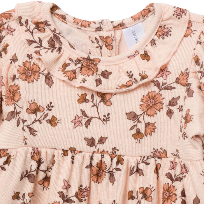 Baby Girls Pink Wildflower Ruffle Collar Romper Rompers Modern Moments™ by Gerber®