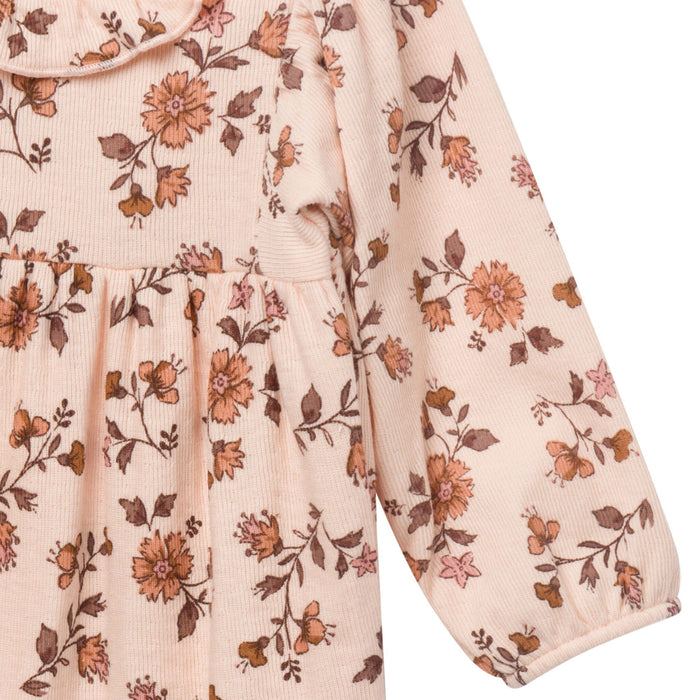 Baby Girls Pink Wildflower Ruffle Collar Romper Rompers Modern Moments™ by Gerber®